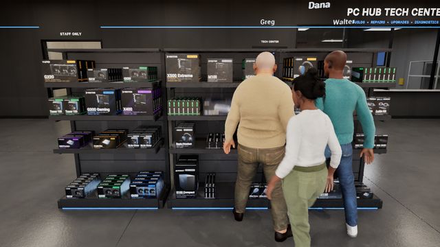 Customers shopping in PC Shop Simulator
